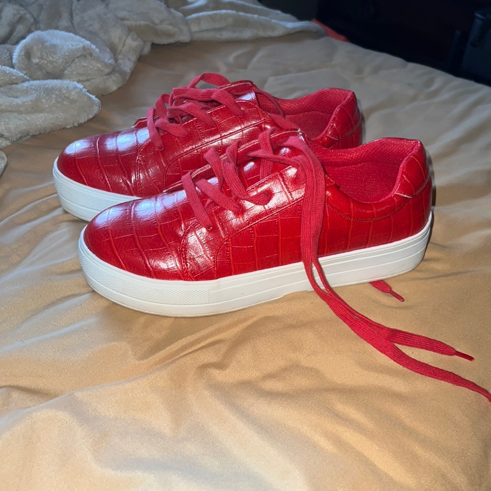 red platform sneakers